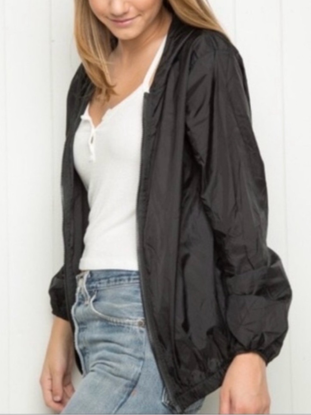 John Galt Black Lightweight Windbreaker Jacket